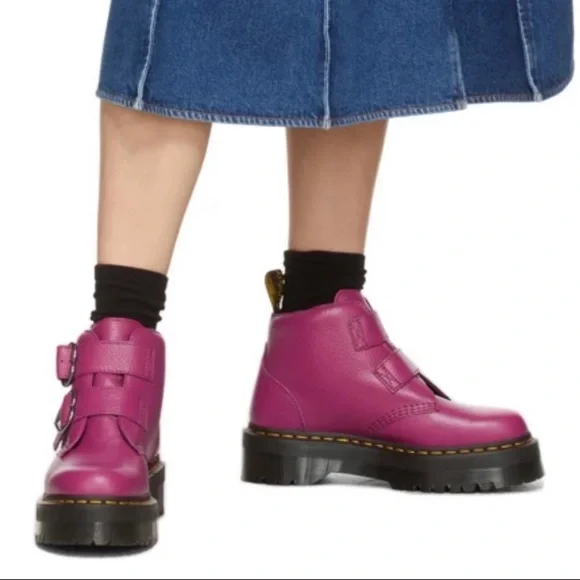 NEW DR MARTENS DEVON HEARD  LEATHER PLATFORM BOOTS - Picture 5 of 12